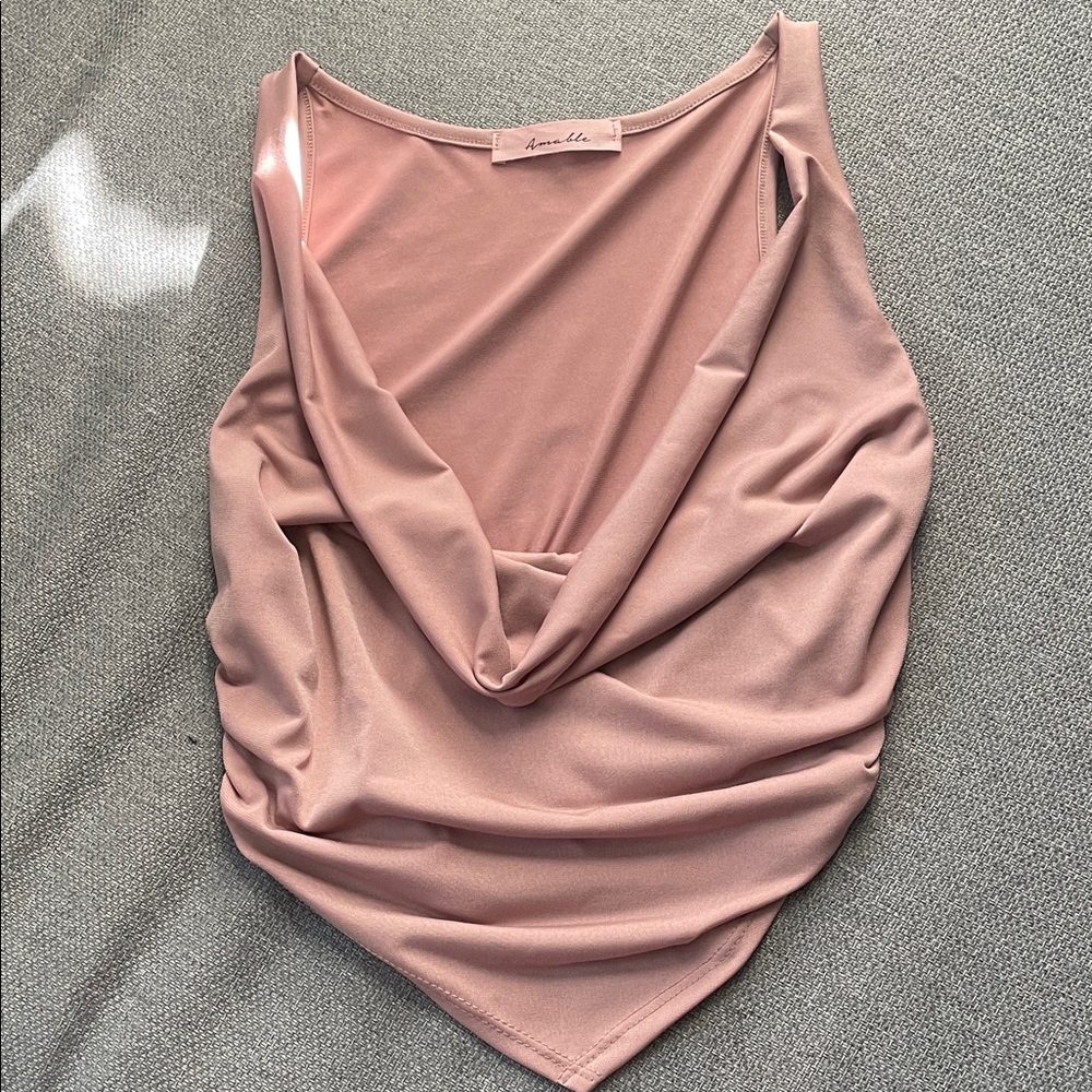 Pink Drape Neck Sleeveless Top